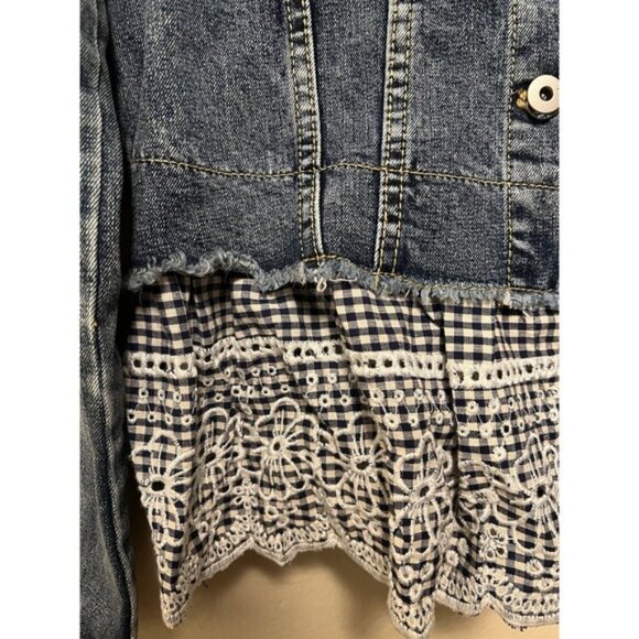 Anthropologie Pilcro and the Letterpress Denim Jacket Eyelet Trim Women's Medium - Picture 5 of 14